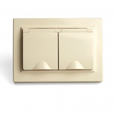 Розетка 2-местная с/з с крышкой STEKKER, PST16-9015-02, 250В, 16А, серия Эрна, слоновая кость 49137 Розетка 2-местная с/з с крышкой STEKKER, PST16-9015-02, 250В, 16А, серия Эрна, слоновая кость 49137