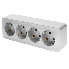 Розетка 4-местная с/з открытой установки, STEKKER, 250В, 16А, IP20, серия София, серебро, MST16-14-03 49332 Розетка 4-местная с/з открытой установки, STEKKER, 250В, 16А, IP20, серия София, серебро, MST16-14-03 49332