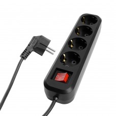 Удлинитель четырехместный с/з с выключателем STEKKER HM03-41-05 3x0,75, 5м, серия Home (У10А-003), черный 50426 Удлинитель четырехместный с/з с выключателем STEKKER HM03-41-05 3x0,75, 5м, серия Home (У10А-003), черный 50426