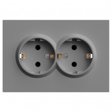 Розетка 2-местная с защитной шторкой, STEKKER, с/з, 250В, 16А, серия Эмили, RST16-5114-10, платиново-серый, soft touch 49960 Розетка 2-местная с защитной шторкой, STEKKER, с/з, 250В, 16А, серия Эмили, RST16-5114-10, платиново-серый, soft touch 49960