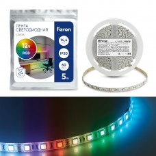 Светодиодная LED лента Feron LS606, 60SMD(5050)/m 14,4W/m 12V 5m RGB 41449 Светодиодная LED лента Feron LS606, 60SMD(5050)/m 14,4W/m 12V 5m RGB 41449