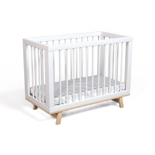 Кроватка для новорожденного Lilla (приставная) - модель Aria белая/дерево