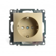 Розетка 1-местная с защитной шторкой с/з (механизм), STEKKER, GLS16-7110-08, 250В, 16А, серия Катрин, золото 49224 Розетка 1-местная с защитной шторкой с/з (механизм), STEKKER, GLS16-7110-08, 250В, 16А, серия Катрин, золото 49224