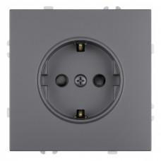 Розетка 1-местная с з/ш, с/з (механизм), СЗК, STEKKER, 250В, 16А, серия Эмили, RST16-5110-10ZK, платиново-серый, soft touch 50243