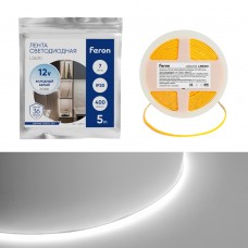 Светодиодная COB лента Feron LS630, 400SMD(2110)/ 7Вт/м 12V 5000*3*1.8мм 6500K, IP20 48949 Светодиодная COB лента Feron LS630, 400SMD(2110)/ 7Вт/м 12V 5000*3*1.8мм 6500K, IP20 48949