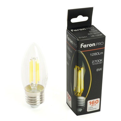 Лампа светодиодная FeronPRO LB-1208 Свеча E27 1280LM 8W 175-265V 2700K