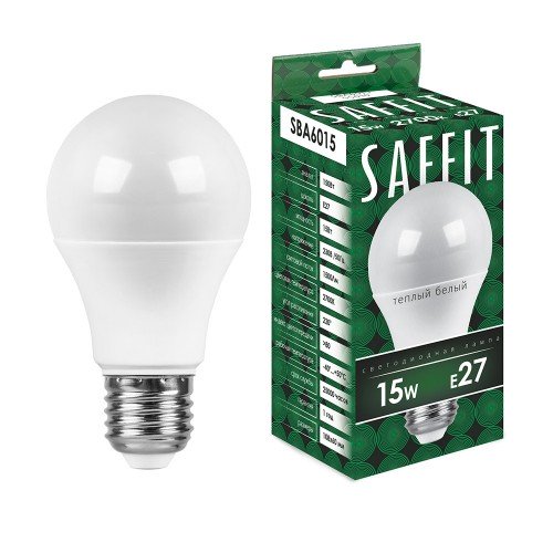 Лампа светодиодная SAFFIT SBA6015 Шар E27 15W 230V 2700K