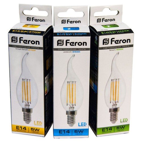 Лампа светодиодная Feron LB-59 Свеча на ветру E14 5W 4000K
