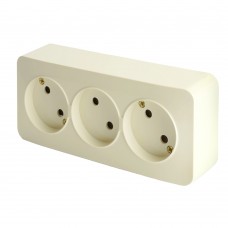 Розетка 3-местная б/з открытой установки, STEKKER, 250В, 10А, IP20, серия София, слоновая кость, MST10-13-04 49499 Розетка 3-местная б/з открытой установки, STEKKER, 250В, 10А, IP20, серия София, слоновая кость, MST10-13-04 49499