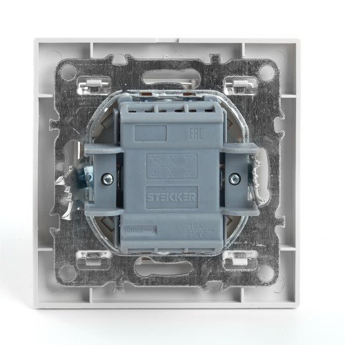 Переключатель 2-клавишный STEKKER  PSW10-9005-01, 250В, 10А, серия Эрна, белый