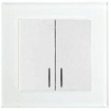 Выключатель 2-клавишный c индикатором, STEKKER, GLS10-7002-01, 250В, 10А, серия Катрин, белый 39163