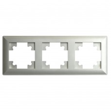 Рамка STEKKER, PFR00-7003-03 3-местная, пластик, серия Катрин, серебро 39799 Рамка STEKKER, PFR00-7003-03 3-местная, пластик, серия Катрин, серебро 39799