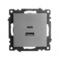 Розетка 2-местная USB + type C (механизм), STEKKER GLS10-7116-02, 250B, 3A, max 20W, серия Катрин, шампань 50056 Розетка 2-местная USB + type C (механизм), STEKKER GLS10-7116-02, 250B, 3A, max 20W, серия Катрин, шампань 50056