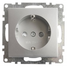 Розетка 1-местная с/з (механизм), STEKKER GLS16-7110-03, 250В, 16А с защитной шторкой, серия Катрин, серебро 39582 Розетка 1-местная с/з (механизм), STEKKER GLS16-7110-03, 250В, 16А с защитной шторкой, серия Катрин, серебро 39582