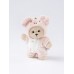 Авторская мягкая игрушка Lina Медведь молочный в костюмчике Хрюшка брелок  XS (±15 см)