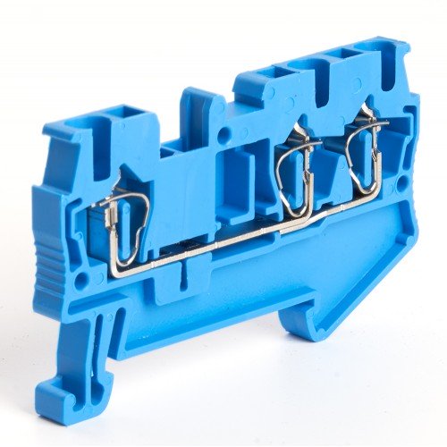 Зажим пружинный, 3-проводной проходной ЗНИ - 2,5 (JXB ST 2,5), синий STEKKER