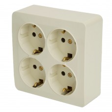 Розетка 4-местная с/з открытой установки, квадрат, STEKKER, 250В, 16А, IP20, серия София, слоновая кость, MST16-14S-04 49509 Розетка 4-местная с/з открытой установки, квадрат, STEKKER, 250В, 16А, IP20, серия София, слоновая кость, MST16-14S-04 49509
