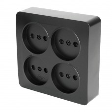 Розетка 4-местная б/з открытой установки, квадрат, STEKKER, 250В, 10А, IP20, серия София, черный матовый, MST10-14S-05 49508 Розетка 4-местная б/з открытой установки, квадрат, STEKKER, 250В, 10А, IP20, серия София, черный матовый, MST10-14S-05 49508