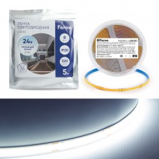 Светодиодная COB лента Feron LS530, 320SMD(2110)/м 10Вт/м 24V 5000*8*1.8мм 6500К IP20 48265 Светодиодная COB лента Feron LS530, 320SMD(2110)/м 10Вт/м 24V 5000*8*1.8мм 6500К IP20 48265