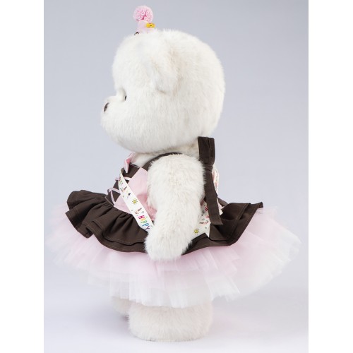 Lina Медведь девочка С днем рождения (длинная шерсть) L (±38 см) белый цвет Lina Медведь девочка С днем рождения (длинная шерсть) L (±38 см) белый цвет