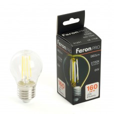 Лампа светодиодная FeronPRO LB-1706 Шарик E27 960LM 6W 175-265V 2700K 51250 Лампа светодиодная FeronPRO LB-1706 Шарик E27 960LM 6W 175-265V 2700K 51250