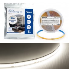 Светодиодная COB лента Feron LS530, 512SMD(2110)/м 12Вт/м 24V 5000*10*1.8мм 4000К IP20 48969 Светодиодная COB лента Feron LS530, 512SMD(2110)/м 12Вт/м 24V 5000*10*1.8мм 4000К IP20 48969