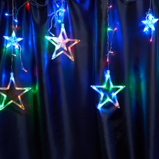 Светодиодная гирлянда Feron CL29 бахрома Звезды  3м  + 3м 230V мультиколор, статичная, c питанием от сети, прозрачный шнур 48615 Светодиодная гирлянда Feron CL29 бахрома Звезды  3м  + 3м 230V мультиколор, статичная, c питанием от сети, прозрачный шнур 48615