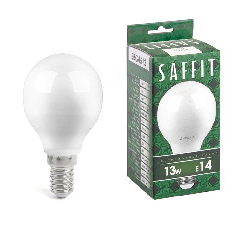 Лампа светодиодная SAFFIT SBG4513 Шарик E14 13W 230V 6400K