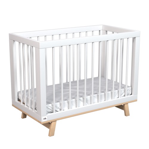 Кроватка для новорожденного Lillaland - модель Lilla Aria (НИК23) белая/дерево Кроватка для новорожденного Lillaland - модель Lilla Aria (НИК23) белая/дерево