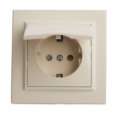 Розетка 1-местная с/з с крышкой, STEKKER, PST16-9012-02, 250В,16А с защитной шторкой, серия Эрна, слоновая кость 39238 Розетка 1-местная с/з с крышкой, STEKKER, PST16-9012-02, 250В,16А с защитной шторкой, серия Эрна, слоновая кость 39238