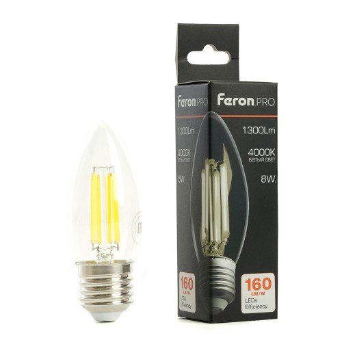 Лампа светодиодная Feron.PRO LB-1208 Свеча E27 1300LM 8W 175-265V 4000K