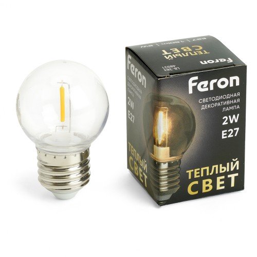 Лампа светодиодная Feron LB-383 Шарик прозрачный E27 2W 230V 2700K