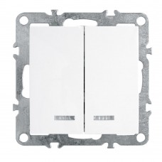 Выключатель 2-клавишный с индикатором (механизм), STEKKER, PSW10-9102-01, 250В, 10А, серия Эрна, белый 39310 Выключатель 2-клавишный с индикатором (механизм), STEKKER, PSW10-9102-01, 250В, 10А, серия Эрна, белый 39310