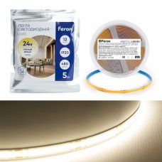 Светодиодная LED лента Feron LS530, 480SMD(2110)/м 12Вт/м 24V 5000*10*1.8мм 3000К Светодиодная LED лента Feron LS530, 480SMD(2110)/м 12Вт/м 24V 5000*10*1.8мм 3000К
