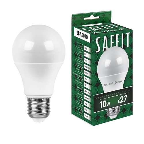 Лампа светодиодная SAFFIT SBA6010 Шар E27 10W 230V 2700K