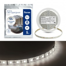 Светодиодная LED лента Feron LS607, 60SMD(5050)/m 14.4W/m 12V 5m 4000К 48290 Светодиодная LED лента Feron LS607, 60SMD(5050)/m 14.4W/m 12V 5m 4000К 48290