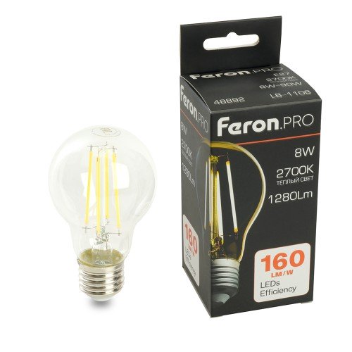 Лампа светодиодная Feron.PRO LB-1108 Шар E27 1280LM 8W 175-265V 2700K