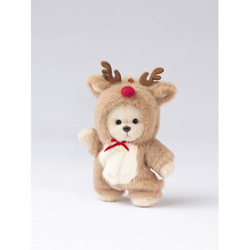 Авторская мягкая игрушка Lina Медведь молочный в костюмчике Олень брелок XS (±15 см) Авторская мягкая игрушка Lina Медведь молочный в костюмчике Олень брелок XS (±15 см)