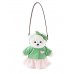 Авторская мягкая игрушка Lina Медведь Счастье белый с зеленым топиком и розовой юбочкой-брелком XS (±15 см)