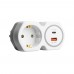 Разветвитель сетевой на 1 выход с/з STEKKER 250В, 16А, USB A+ Type C, 2,4А, PD, белый/серый, ADP16-16-20 50109