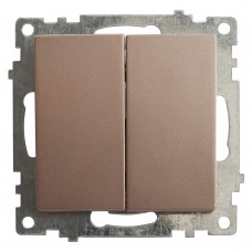 Выключатель 2-клавишный (механизм), STEKKER GLS10-7104-02, 250V, 10А, серия Катрин, шампань 39592 Выключатель 2-клавишный (механизм), STEKKER GLS10-7104-02, 250V, 10А, серия Катрин, шампань 39592