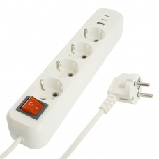 Удлинитель 4-местный с/з с выключ. STEKKER HM071-41-05 3x1мм2, 5м, 250В, 16А, 1USB+2C, 2.4A, сер Home, белый 50141 Удлинитель 4-местный с/з с выключ. STEKKER HM071-41-05 3x1мм2, 5м, 250В, 16А, 1USB+2C, 2.4A, сер Home, белый 50141