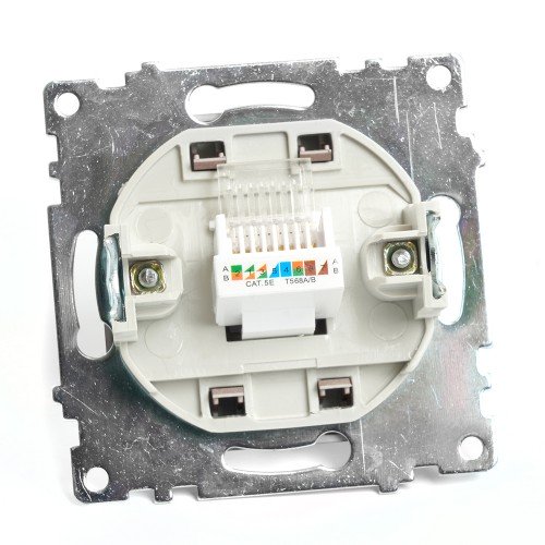 Розетка компьютерная 1-местная RJ-45 (механизм), STEKKER GLS00-7107-04, серия Катрин, шоколад