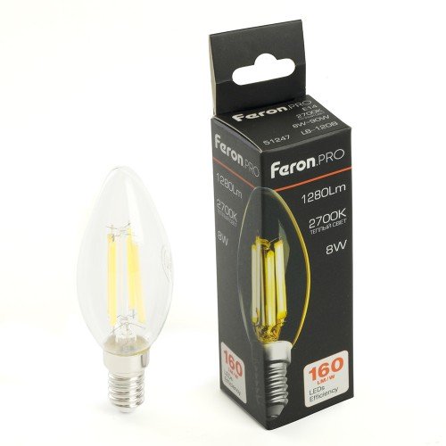 Лампа светодиодная FeronPRO LB-1208 Свеча E14 1280LM 8W 175-265V 2700K