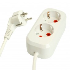 Удлинитель двухместный с/з  STEKKER HM06-21-02 3x1мм2, 2м, серия Home (У10-001), белый 49339 Удлинитель двухместный с/з  STEKKER HM06-21-02 3x1мм2, 2м, серия Home (У10-001), белый 49339