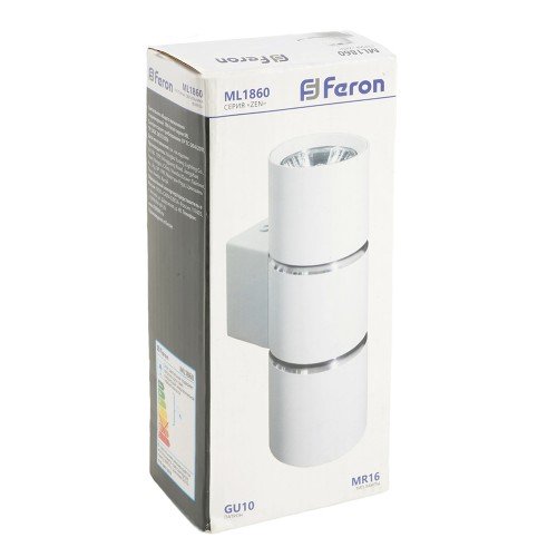 Светильник  настенный Feron ML1860 ZEN MR16 35W, 230V, 2*GU10, белый, хром IP20