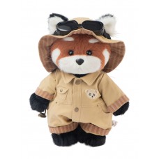 Авторская мягкая игрушка Lina Красная панда Исследователь длинношёрстная M (±30 см) крас-кор цвет в одежде исследователя