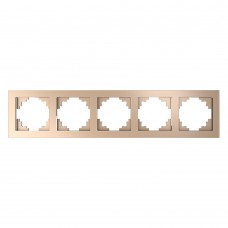 Рамка 5-местная, стекло, STEKKER, GFR00-7005-02, серия Катрин, шампань 39638 Рамка 5-местная, стекло, STEKKER, GFR00-7005-02, серия Катрин, шампань 39638