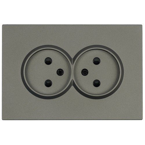 Розетка 2-местная с защитной шторкой, STEKKER,  б/з, 250В, 16А, серия Эмили, RST10-5116-09, антрацит, soft touch 49929 Розетка 2-местная с защитной шторкой, STEKKER,  б/з, 250В, 16А, серия Эмили, RST10-5116-09, антрацит, soft touch 49929