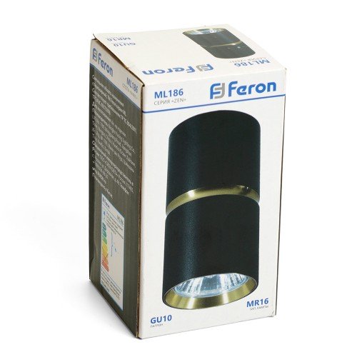 Светильник потолочный Feron ML186 Barrel ZEN MR16 GU10 35W 230V,  чёрный, золото